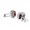 Estate Red Cut Crystal four Point Mount Silver Cufflinks 1.jpg